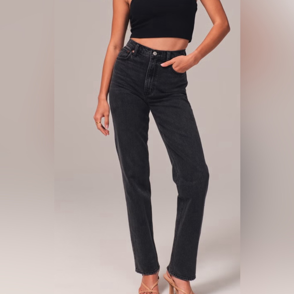 Black Abercrombie 90’s straight ultra high rise new